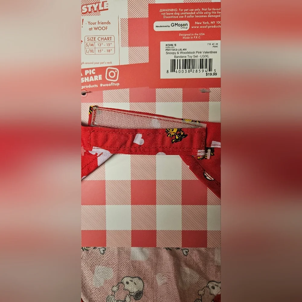 Snoopy Valentine Bandana & Toy NEW